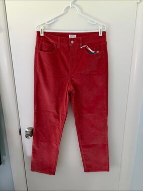 Market & Spruce Red Straight-Leg Corduroy Pants